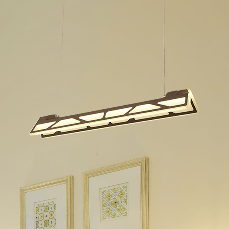 Modern LED Linear Pendant Light (White/Brown, 31.5" Wide) for Office or Home