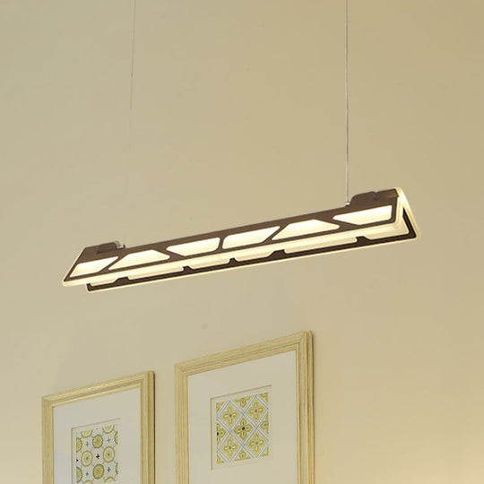 Modern LED Linear Pendant Light (White/Brown, 31.5" Wide) for Office or Home
