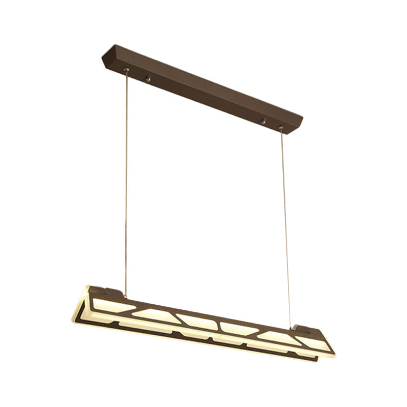 Modern LED Linear Pendant Light (White/Brown, 31.5" Wide) for Office or Home