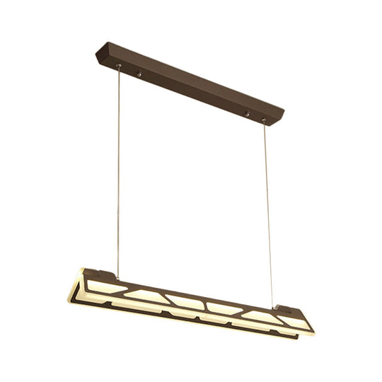 Modern LED Linear Pendant Light (White/Brown, 31.5" Wide) for Office or Home