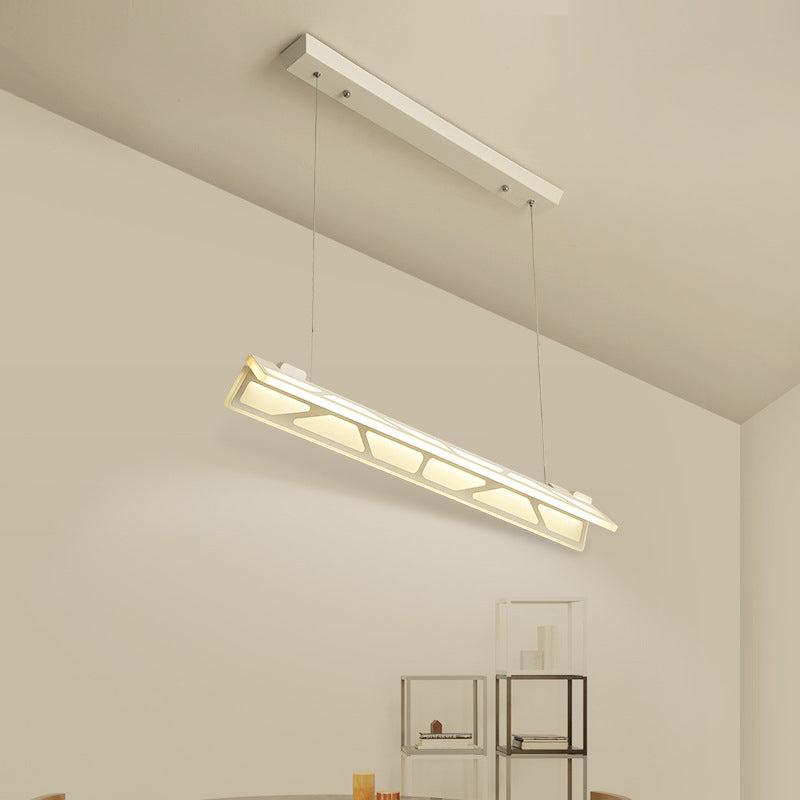 Modern LED Linear Pendant Light (White/Brown, 31.5" Wide) for Office or Home