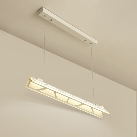 Modern White/Brown Linear Office Pendant Light 31.5 Wide - Acrylic Led Ceiling Fixture