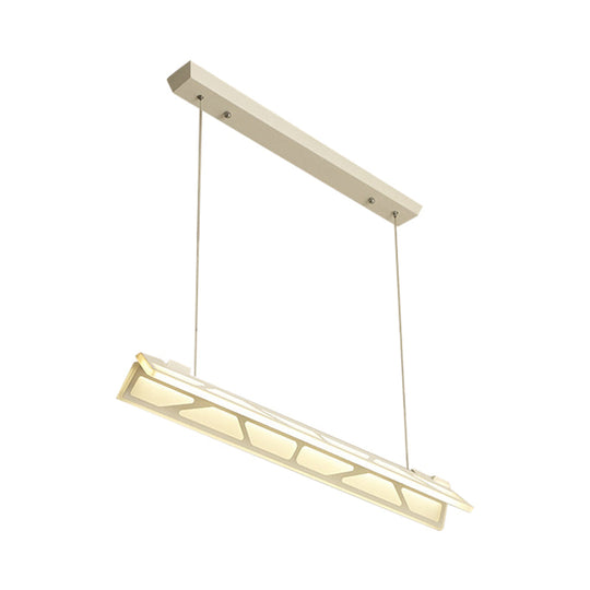 Modern LED Linear Pendant Light (White/Brown, 31.5" Wide) for Office or Home