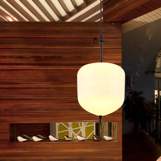 Modernist Blue/White Glass Cluster Pendant Light Fixture - Teardrop/Drum/Cylinder Design 1/3 Lights