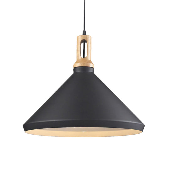 Modern Aluminum Cone/Drum Shade Hanging Ceiling Light - 1 Light Pendant in Black/White