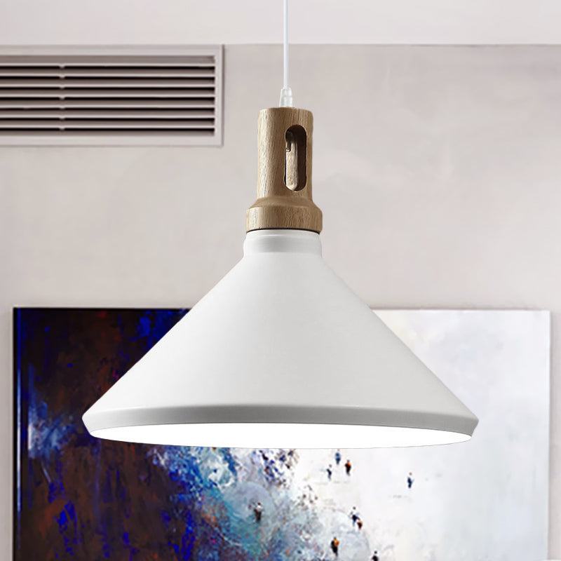 Modern Aluminum Cone/Drum Shade Hanging Ceiling Light - 1 Light Pendant in Black/White