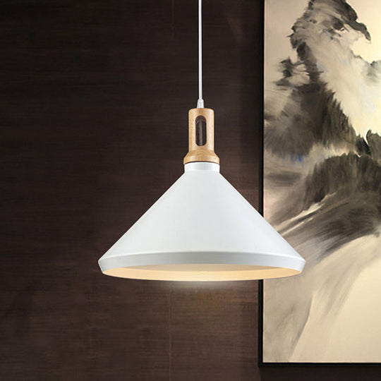 Modern Hanging Ceiling Light With Cone/Drum Shade - 1-Light Aluminum Pendant For Dining Room