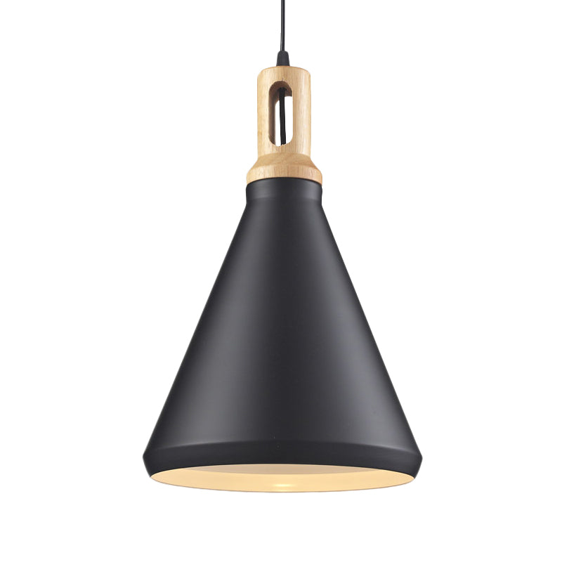 Modern Aluminum Cone/Drum Shade Hanging Ceiling Light - 1 Light Pendant in Black/White