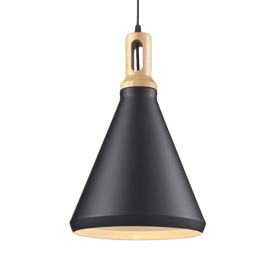 Modern Aluminum Cone/Drum Shade Hanging Ceiling Light - 1 Light Pendant in Black/White