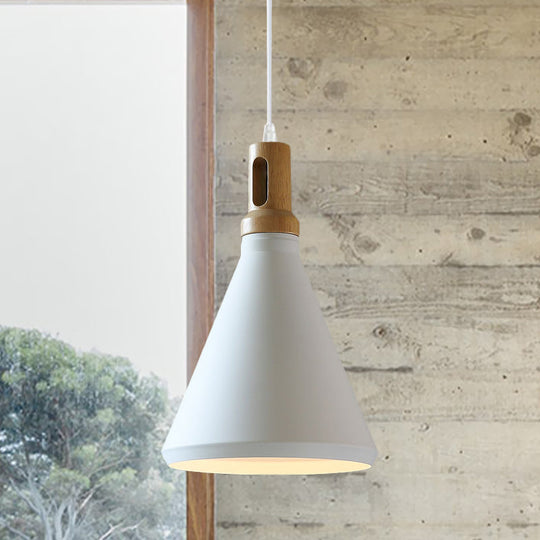 Modern Aluminum Cone/Drum Shade Hanging Ceiling Light - 1 Light Pendant in Black/White