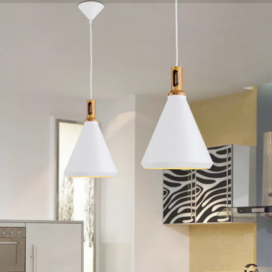 Modern Aluminum Cone/Drum Shade Hanging Ceiling Light - 1 Light Pendant in Black/White