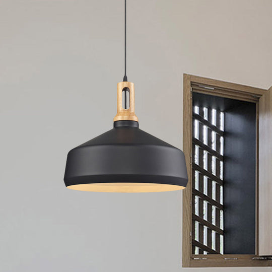 Modern Aluminum Cone/Drum Shade Hanging Ceiling Light - 1 Light Pendant in Black/White