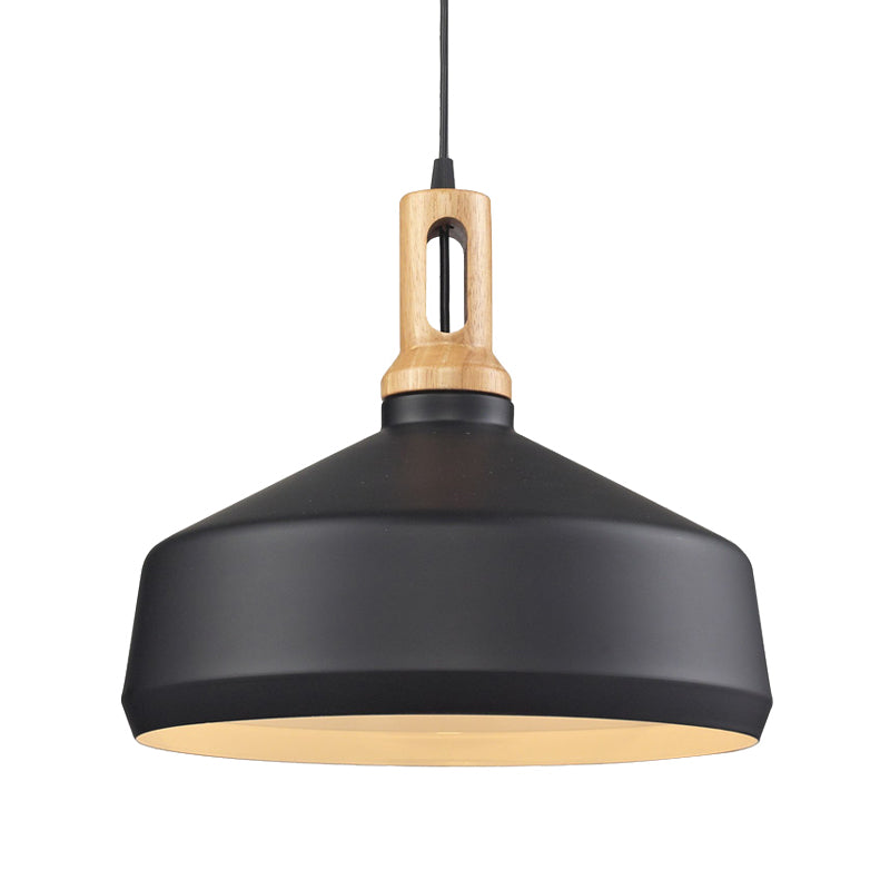 Modern Aluminum Cone/Drum Shade Hanging Ceiling Light - 1 Light Pendant in Black/White
