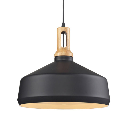 Modern Aluminum Cone/Drum Shade Hanging Ceiling Light - 1 Light Pendant in Black/White