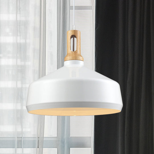 Modern Aluminum Cone/Drum Shade Hanging Ceiling Light - 1 Light Pendant in Black/White