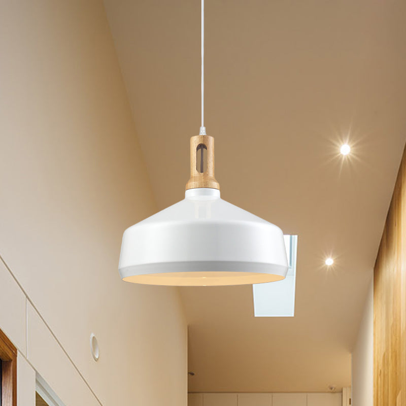 Modern Aluminum Cone/Drum Shade Hanging Ceiling Light - 1 Light Pendant in Black/White