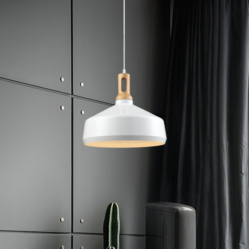 Modern Aluminum Cone/Drum Shade Hanging Ceiling Light - 1 Light Pendant in Black/White