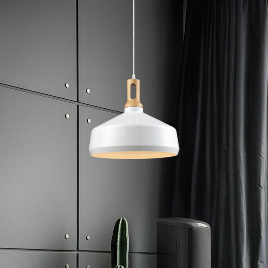 Modern Aluminum Cone/Drum Shade Hanging Ceiling Light - 1 Light Pendant in Black/White