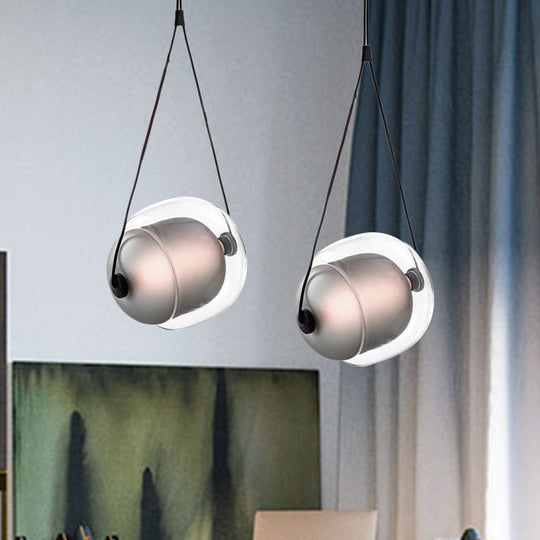 Janine - Lampe suspendue moderne en forme de bonbon Lampe de plafond suspendue moderne à 1 lumière en verre transparent à LED en gris/jaune/violet avec cordon