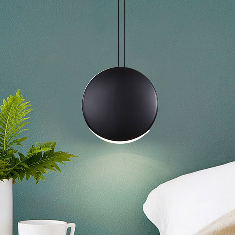 Nordic Metal Pendant Ceiling Light - 6"/8" Round LED Lamp in Black/White/Grey and Warm/White Light
