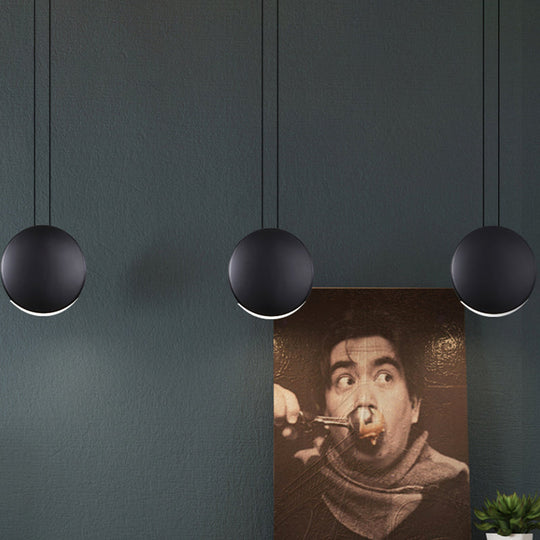 Round Pendant Ceiling Light - Nordic Metal Led 6/8 Wide Black/White/Grey Warm/White