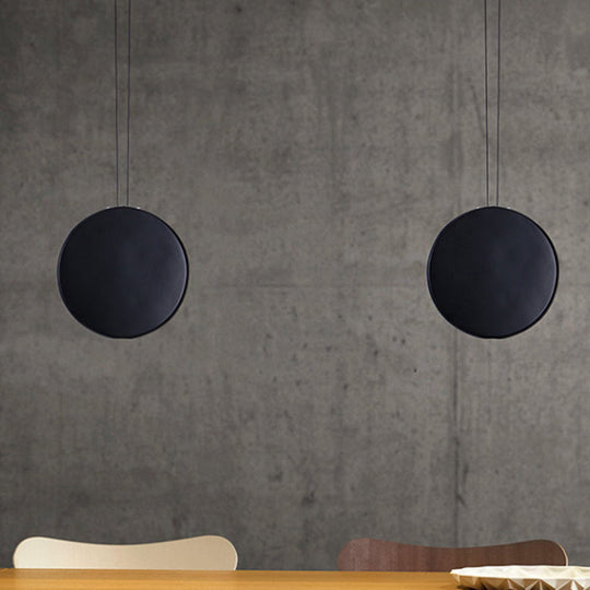 Nordic Metal Pendant Ceiling Light - 6"/8" Round LED Lamp in Black/White/Grey and Warm/White Light