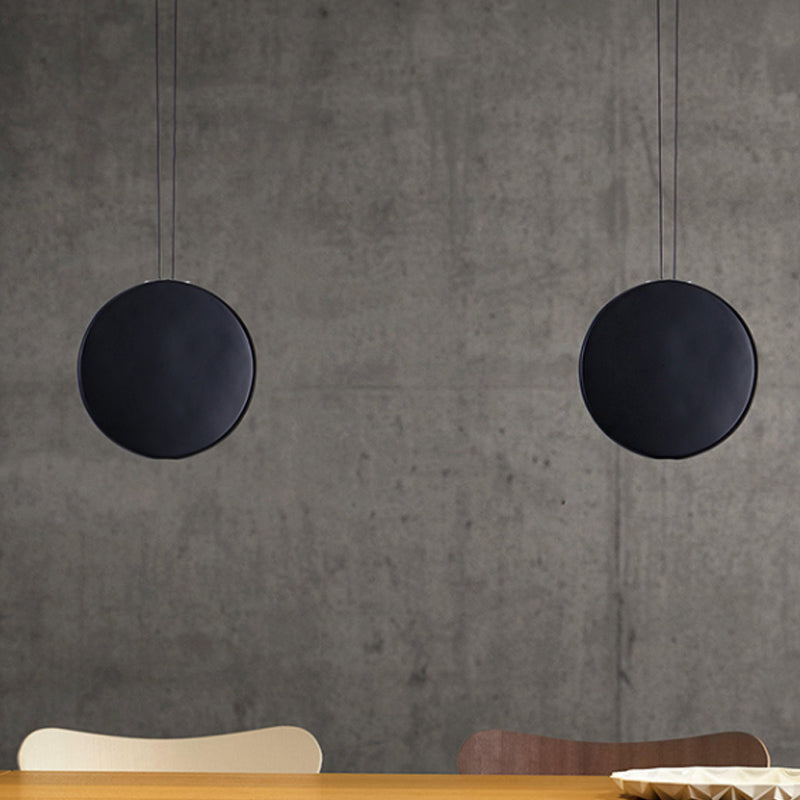 Round Pendant Ceiling Light - Nordic Metal Led 6/8 Wide Black/White/Grey Warm/White