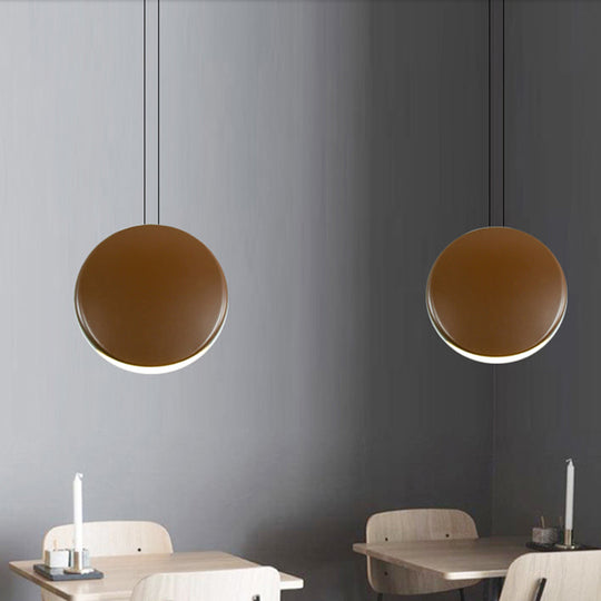 Round Pendant Ceiling Light - Nordic Metal Led 6/8 Wide Black/White/Grey Warm/White