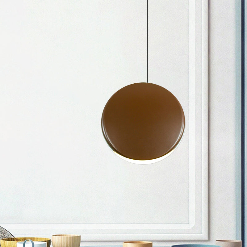 Round Pendant Ceiling Light - Nordic Metal Led 6/8 Wide Black/White/Grey Warm/White Brown / 6 Warm