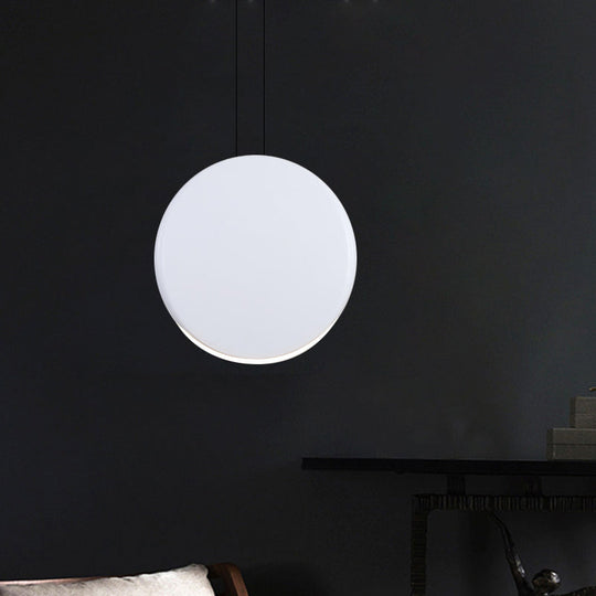 Nordic Metal Pendant Ceiling Light - 6"/8" Round LED Lamp in Black/White/Grey and Warm/White Light