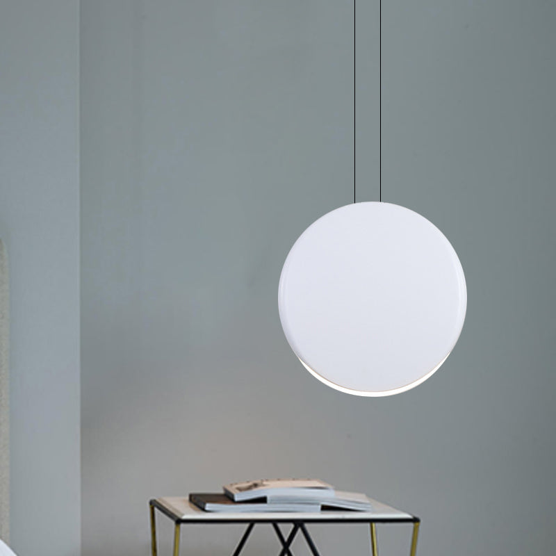 Round Pendant Ceiling Light - Nordic Metal Led 6/8 Wide Black/White/Grey Warm/White