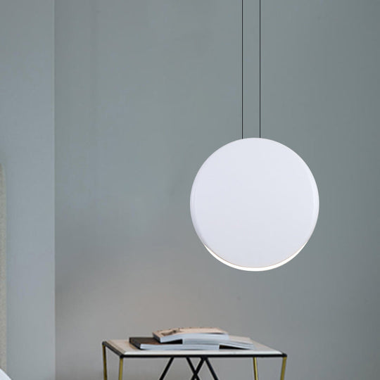 Round Pendant Ceiling Light - Nordic Metal Led 6/8 Wide Black/White/Grey Warm/White