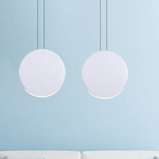 Nordic Metal Pendant Ceiling Light - 6"/8" Round LED Lamp in Black/White/Grey and Warm/White Light