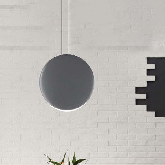 Nordic Metal Pendant Ceiling Light - 6"/8" Round LED Lamp in Black/White/Grey and Warm/White Light