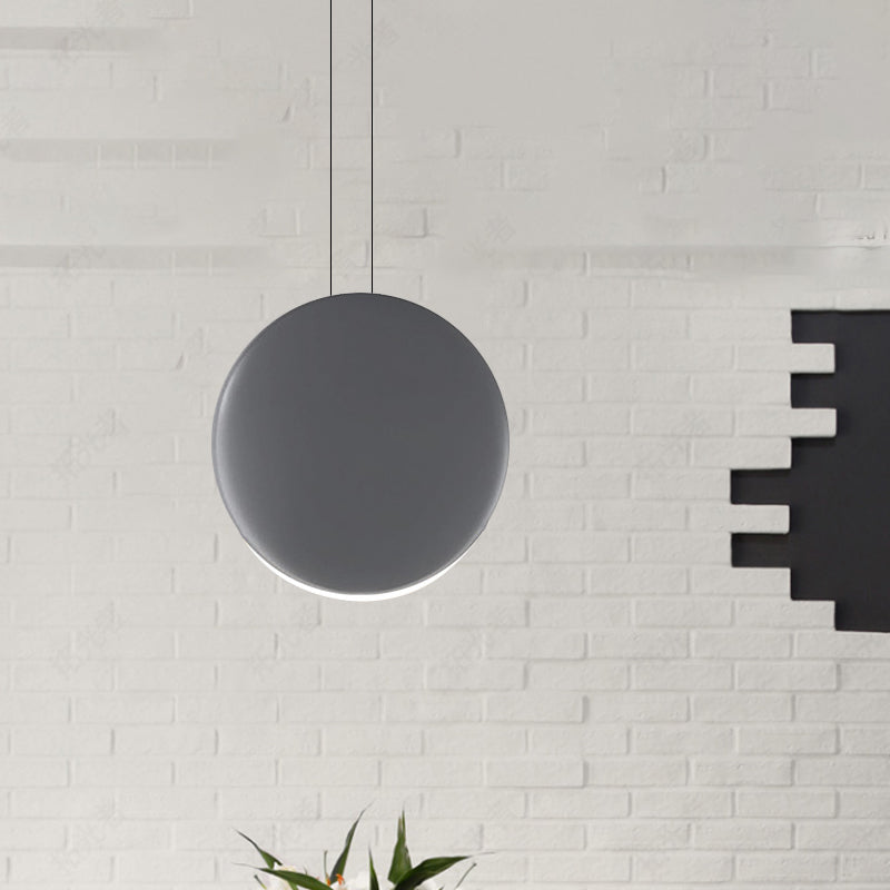 Round Pendant Ceiling Light - Nordic Metal Led 6/8 Wide Black/White/Grey Warm/White Grey / 6 Warm