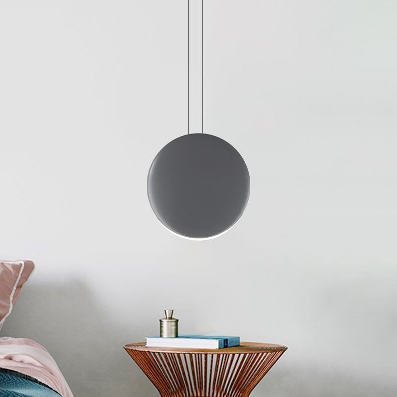 Round Pendant Ceiling Light - Nordic Metal Led 6/8 Wide Black/White/Grey Warm/White