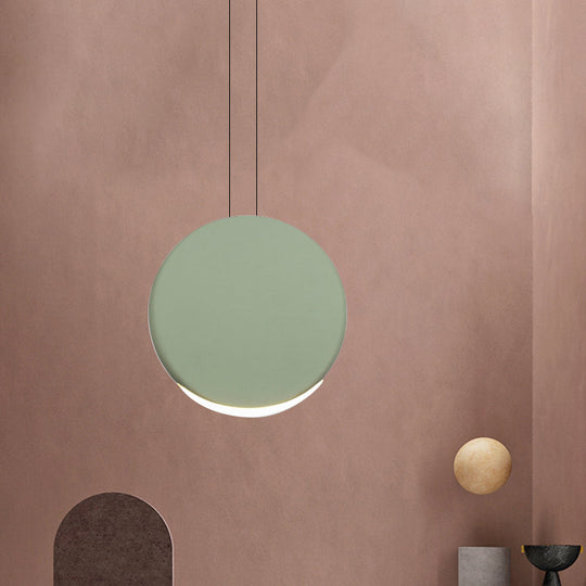 Round Pendant Ceiling Light - Nordic Metal Led 6/8 Wide Black/White/Grey Warm/White Green / 6 White