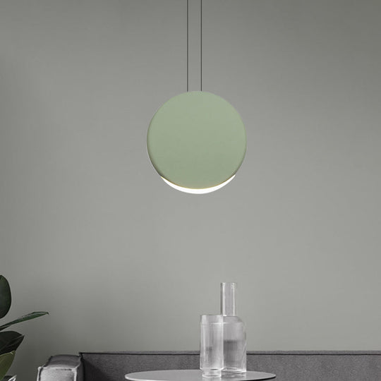 Round Pendant Ceiling Light - Nordic Metal Led 6/8 Wide Black/White/Grey Warm/White