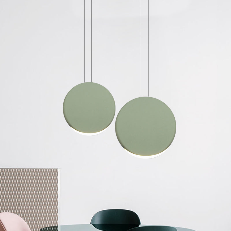 Nordic Metal Pendant Ceiling Light - 6"/8" Round LED Lamp in Black/White/Grey and Warm/White Light