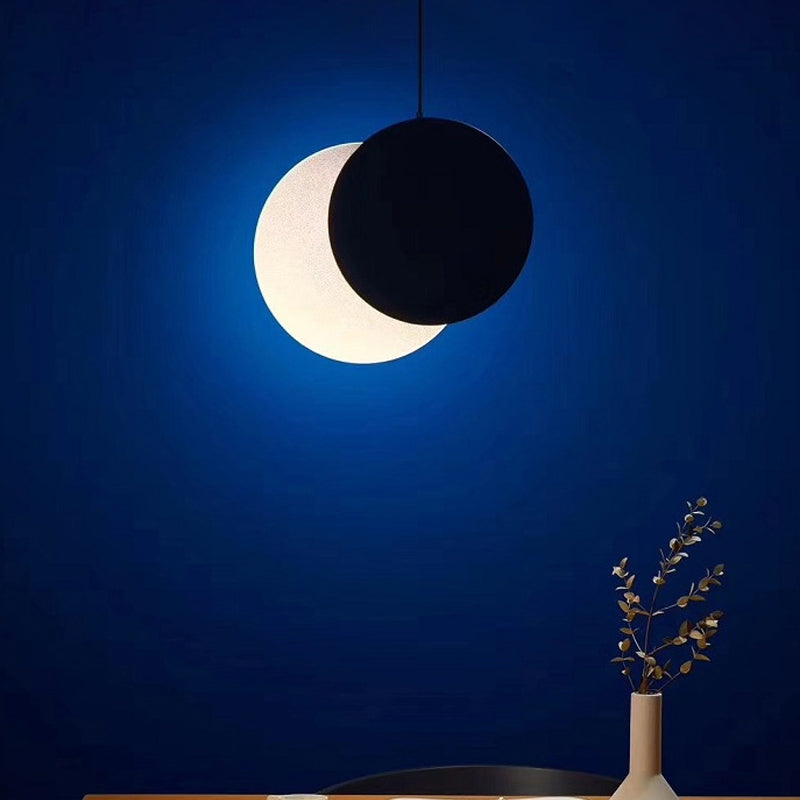 Rotatable LED Pendant Hanging Lamp with Acrylic Shade in Warm/White Light, 7"/11"W - Black/White Modern Design