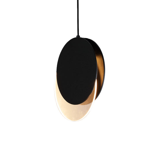 Rotatable LED Pendant Hanging Lamp with Acrylic Shade in Warm/White Light, 7"/11"W - Black/White Modern Design