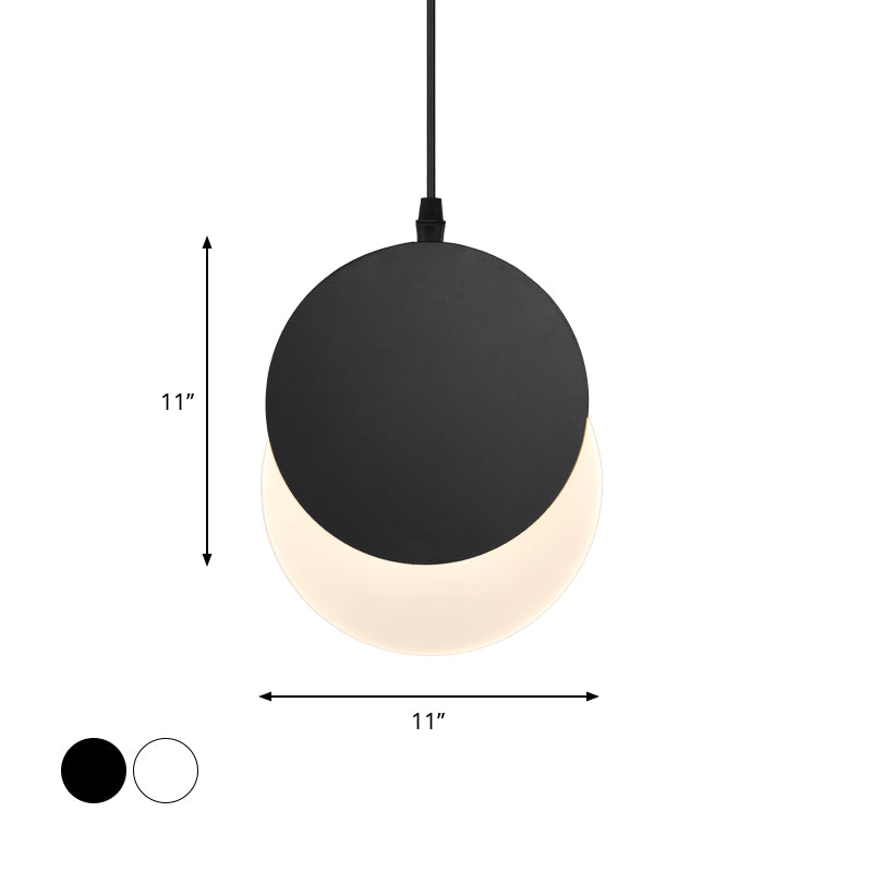 Rotatable LED Pendant Hanging Lamp with Acrylic Shade in Warm/White Light, 7"/11"W - Black/White Modern Design