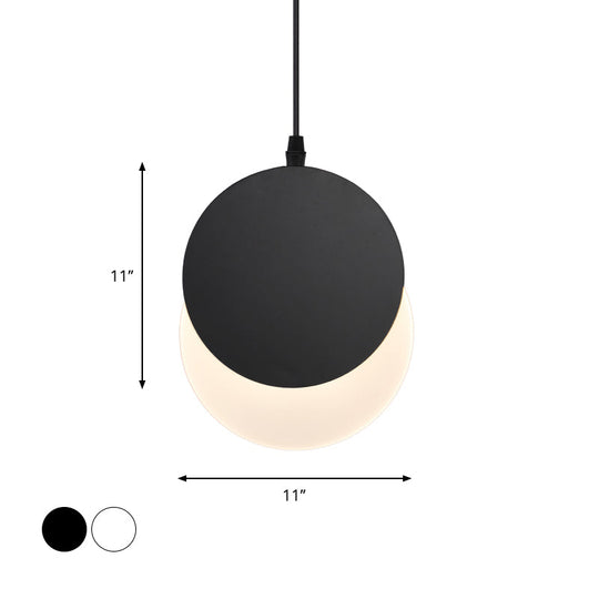 Rotatable LED Pendant Hanging Lamp with Acrylic Shade in Warm/White Light, 7"/11"W - Black/White Modern Design