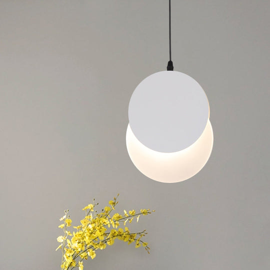 Rotatable LED Pendant Hanging Lamp with Acrylic Shade in Warm/White Light, 7"/11"W - Black/White Modern Design