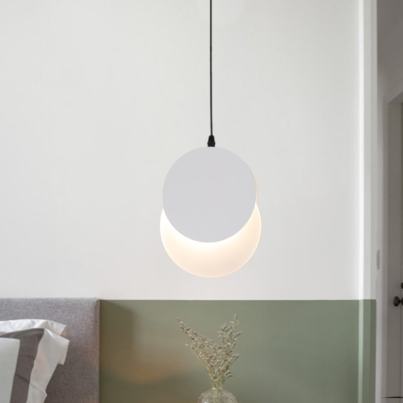 Rotatable LED Pendant Hanging Lamp with Acrylic Shade in Warm/White Light, 7"/11"W - Black/White Modern Design