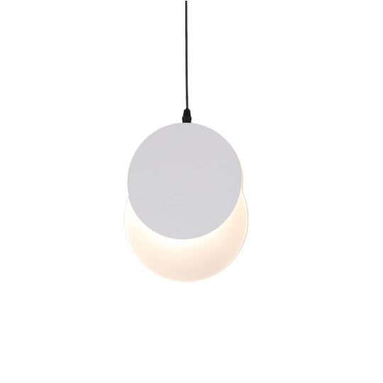 Rotatable LED Pendant Hanging Lamp with Acrylic Shade in Warm/White Light, 7"/11"W - Black/White Modern Design
