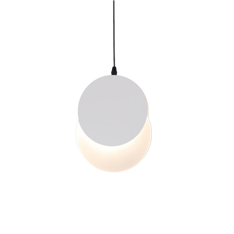 Modern Led Pendant Hanging Lamp - Rotatable Crescent Drop Light With Acrylic Shade In Black/White