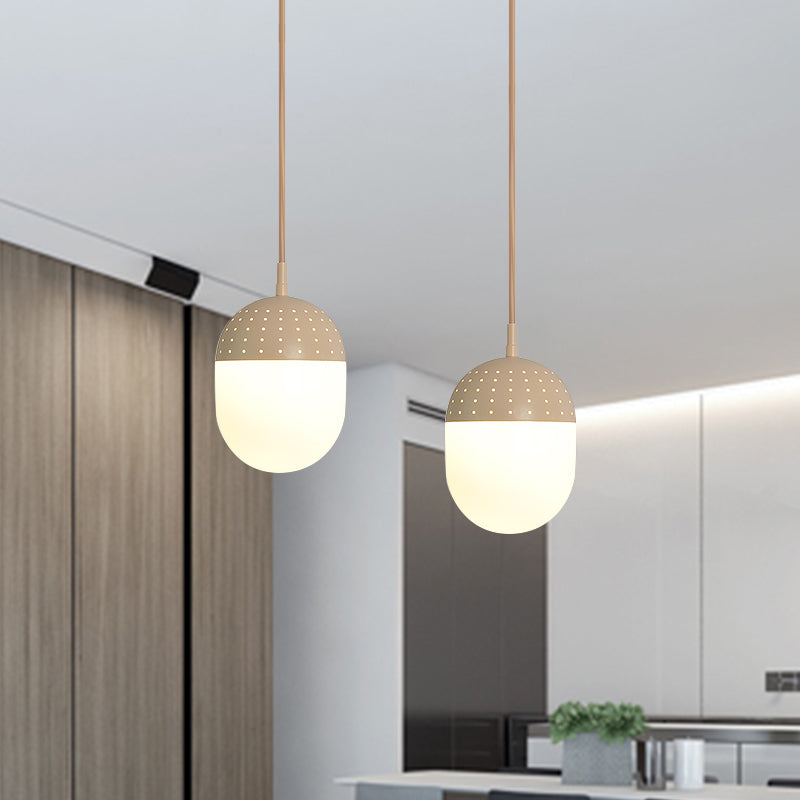 Addison - Nordic Globe/Ellipse Suspension Light With Opal White Glass Shade Metal 1 Black/White/Pink