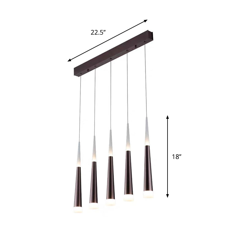 NoÃ©mie - Hanging 1/5/6 Lights Bar Hanging Pendant Light Tapered Simple Metal Silver/Brown Pendant Lamp in Warm/White/Neutral