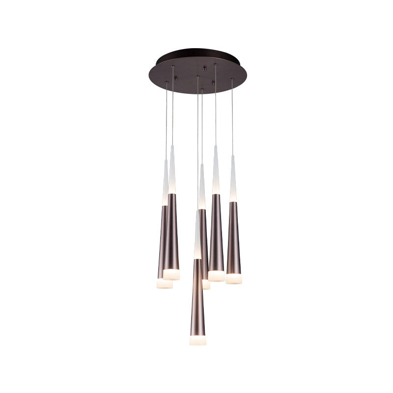 NoÃ©mie - Hanging 1/5/6 Lights Bar Hanging Pendant Light Tapered Simple Metal Silver/Brown Pendant Lamp in Warm/White/Neutral